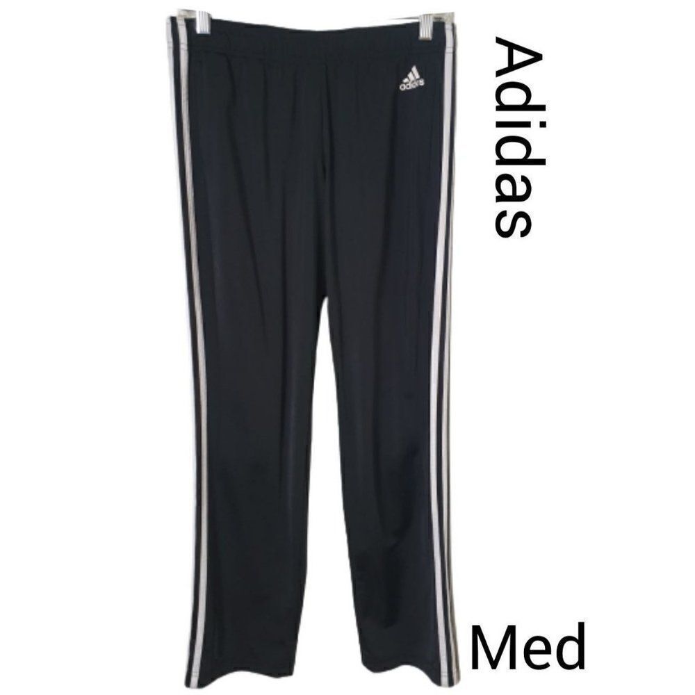 Adidas Women's Black Joggers 3-Stripe Workout Athletic Training Pants Medium